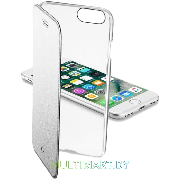 Чехол Cellular Line Clear Book для Apple iPhone 7/8 (серебристый)
